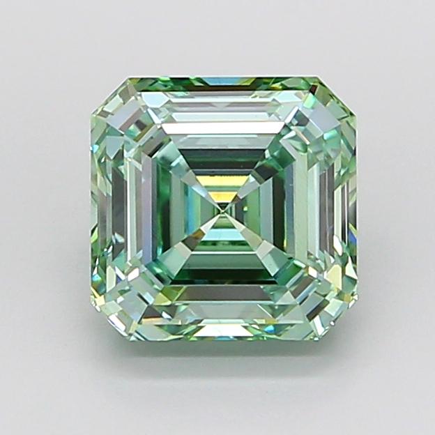 3.04 Ct. Fancy Intense  Green Asscher Lab Grown Diamond