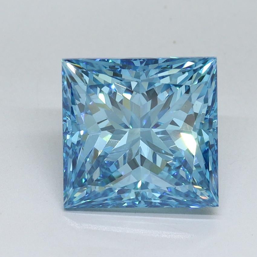 3.51 Ct. Fancy Vivid Malibu Blue Princess Lab Grown Diamond