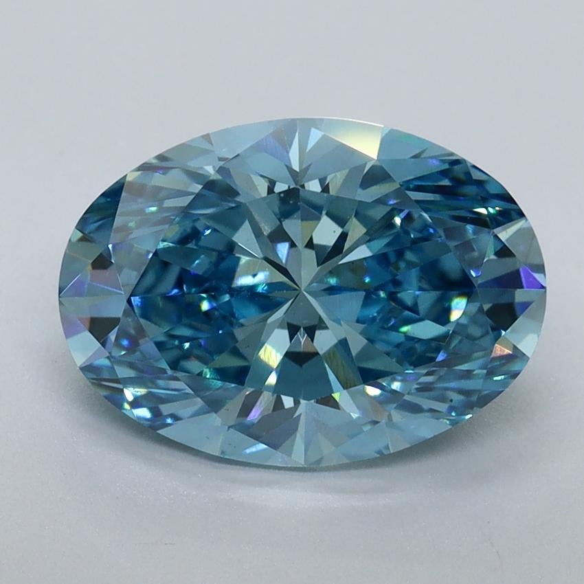 3.02 Ct. Fancy Vivid Blue Oval Lab Grown Diamond