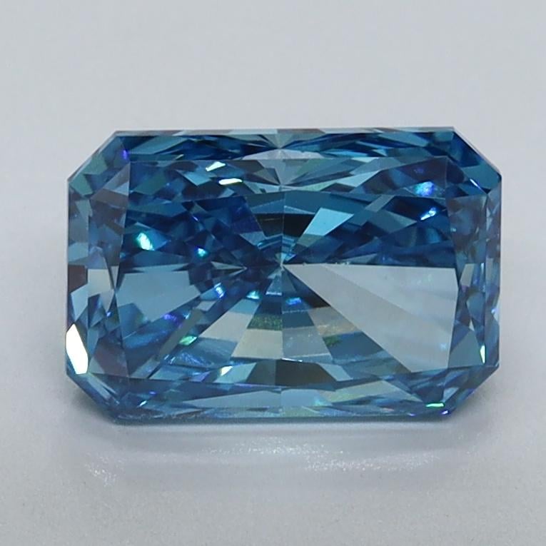 1.62 Ct. Fancy Vivid Malibu Blue Radiant Lab Grown Diamond