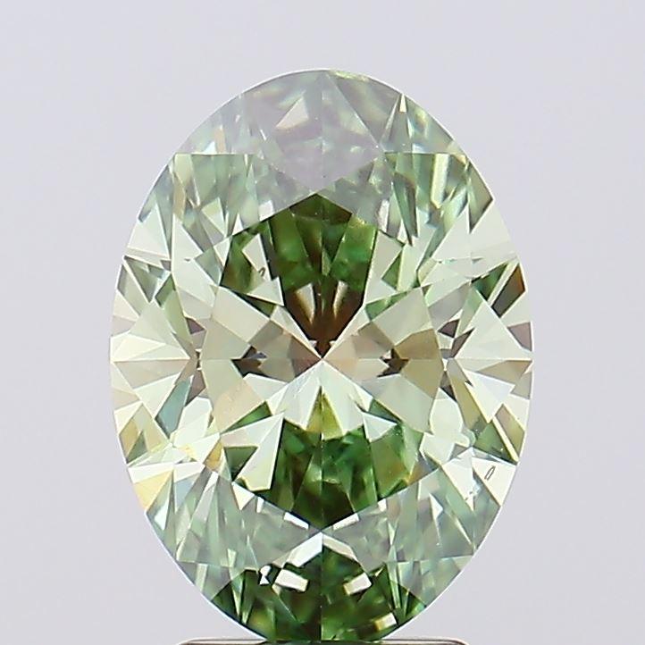 3.00 Ct. Fancy Vivid Green Oval Lab Grown Diamond