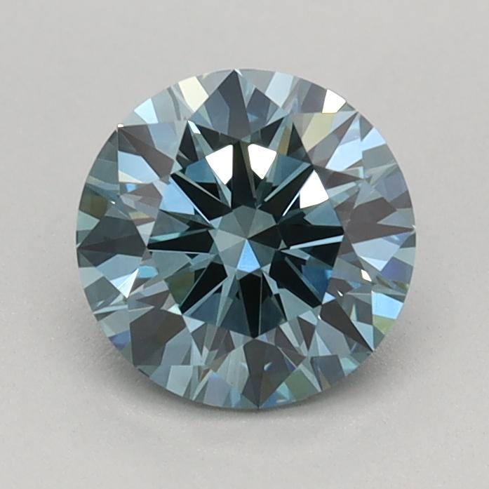 0.72 Ct. Fancy Intense Greenish Blue Round Lab Grown Diamond