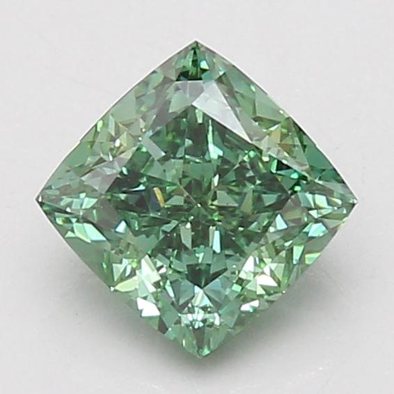 1.55 Ct. Fancy Vivid Green Cushion Lab Grown Diamond