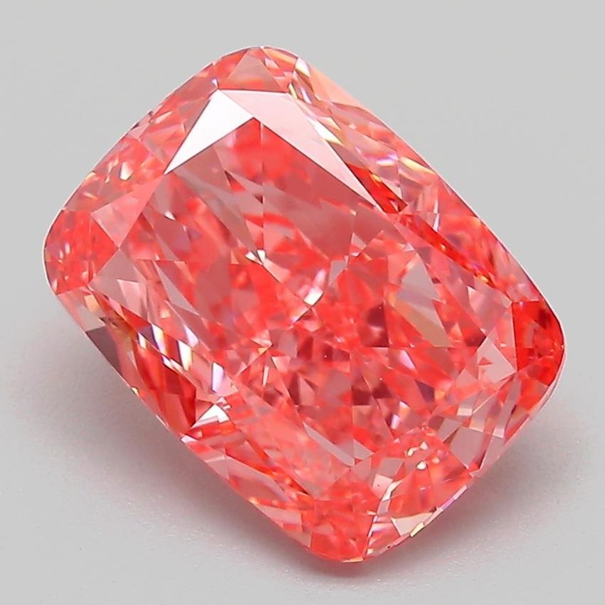 3.18 Ct. Fancy Vivid Pink Cushion Lab Grown Diamond