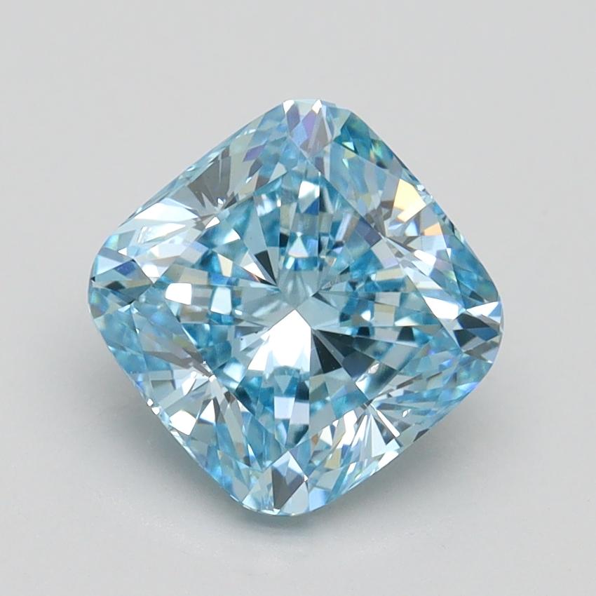 2.41 Ct. Fancy Vivid Blue Cushion Lab Grown Diamond