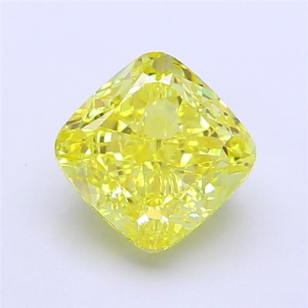 2.09 Ct. Fancy Vivid Yellow Cushion Lab Grown Diamond