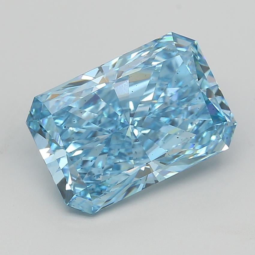 7.65 Ct. Fancy Vivid Blue Radiant Lab Grown Diamond