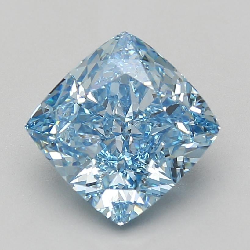 4.04 Ct. Fancy Vivid Blue Cushion Lab Grown Diamond
