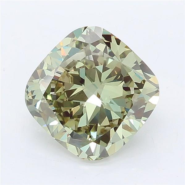 2.51 Ct. Fancy Vivid Green Cushion Lab Grown Diamond