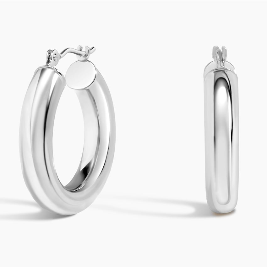 14K White Gold 4mm Small Perfect Hoop Earrings