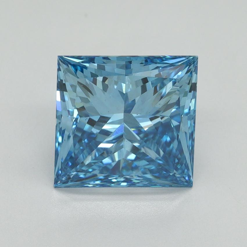 4.01 Ct. Fancy Vivid Blue Princess Lab Grown Diamond
