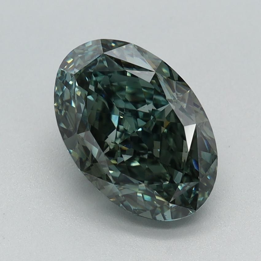 1.62 Ct. Fancy Vivid Grayish Green Oval Lab Grown Diamond