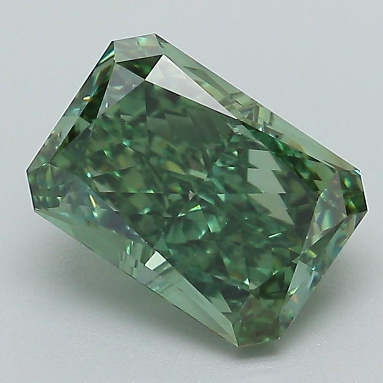 2.21 Ct. Fancy Vivid Green Radiant Lab Grown Diamond