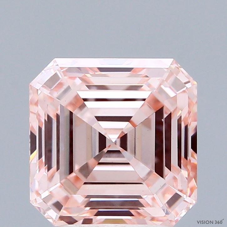 3.09 Ct. Fancy Intense  Pink Asscher Lab Grown Diamond