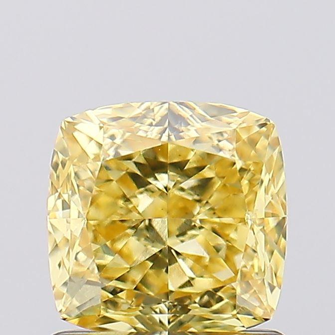 1.15 Ct. Fancy Vivid Yellow Cushion Lab Grown Diamond