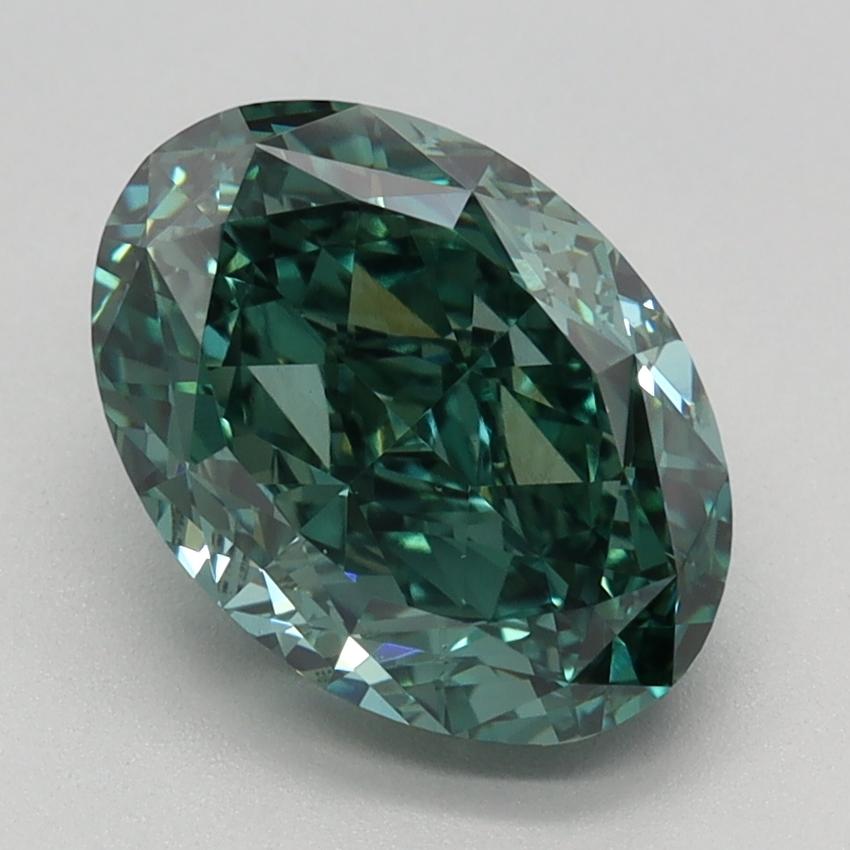 2.66 Ct. Fancy Vivid Green Oval Lab Grown Diamond