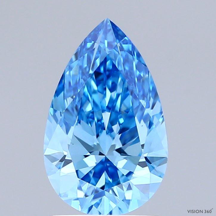 1.52 Ct. Fancy Vivid Blue Pear Lab Grown Diamond