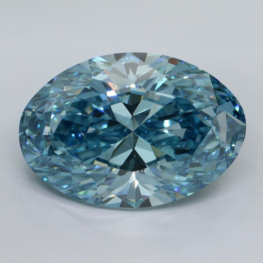 20.21 Ct. Fancy Vivid Blue Oval Lab Grown Diamond