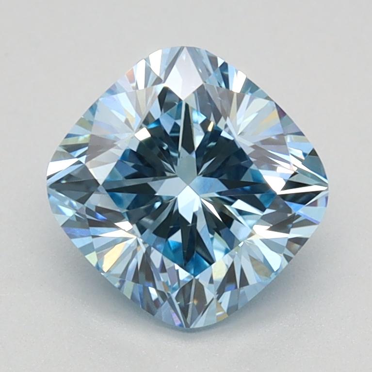 1.37 Ct. Fancy Vivid Blue Cushion Lab Grown Diamond