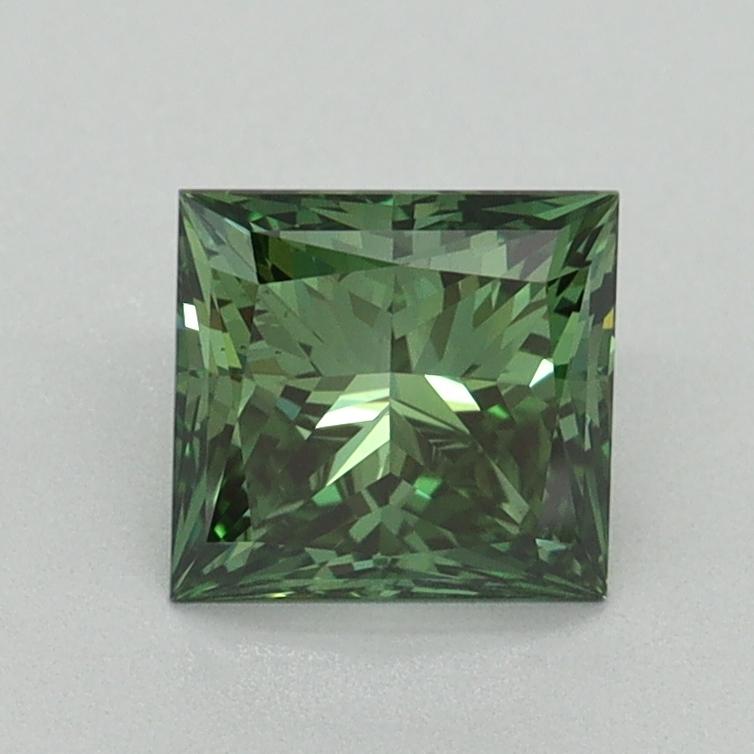 1.10 Ct. Fancy Vivid Green Princess Lab Grown Diamond