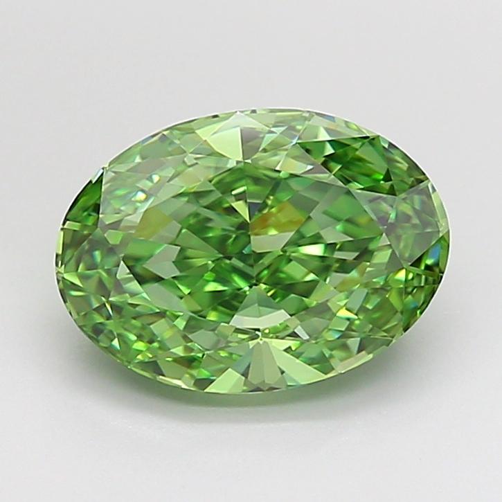 3.02 Ct. Fancy Vivid Green Oval Lab Grown Diamond