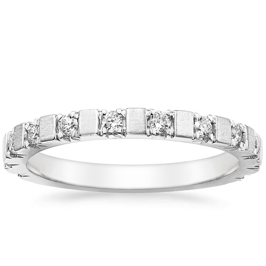 Satin Eva Diamond Ring in 18K White Gold