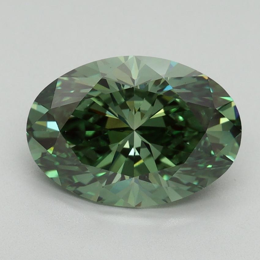 3.08 Ct. Fancy Vivid Green Oval Lab Grown Diamond