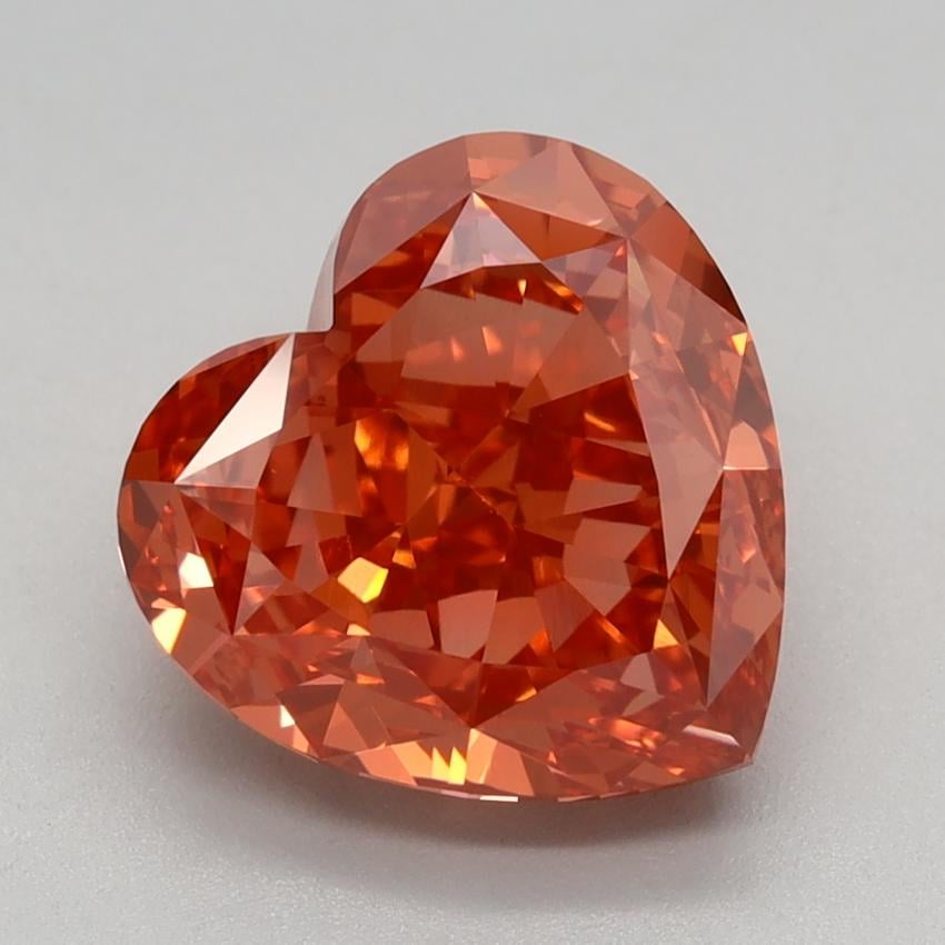 3.16 Ct. Fancy Vivid Brownish Orange Heart Lab Grown Diamond