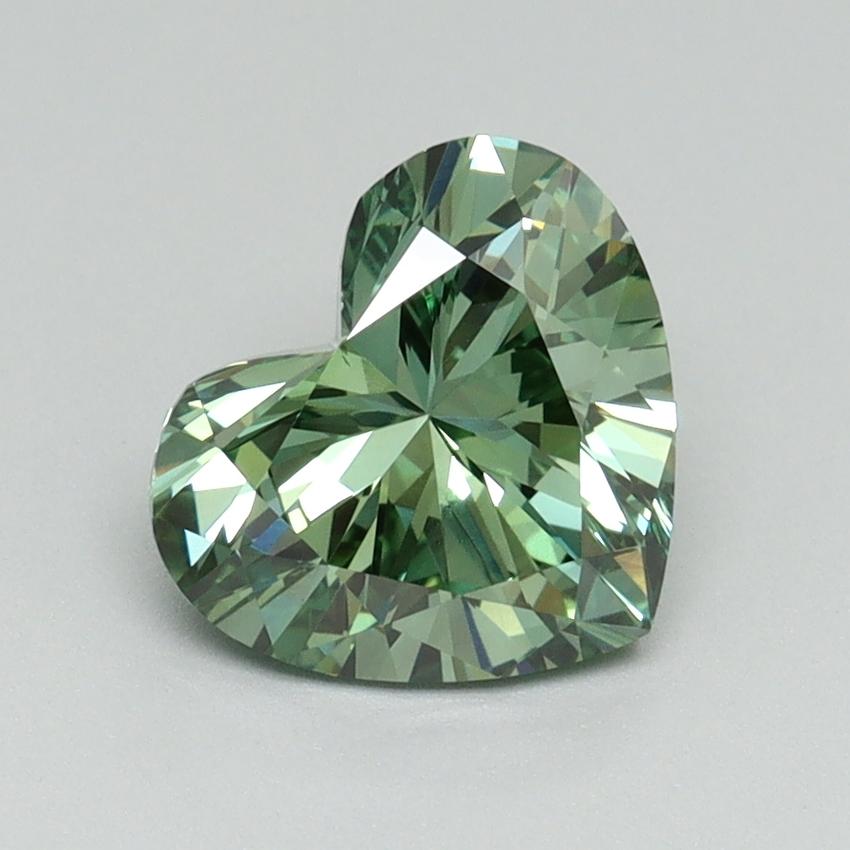 1.47 Ct. Fancy Vivid Pacific Green Heart Lab Grown Diamond