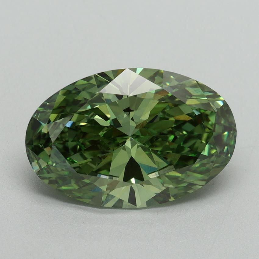 4.14 Ct. Fancy Vivid Green Oval Lab Grown Diamond