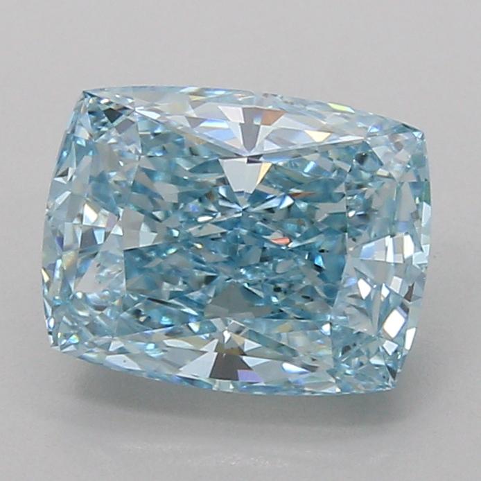 3.11 Ct. Fancy Vivid Greenish Blue Cushion Lab Grown Diamond