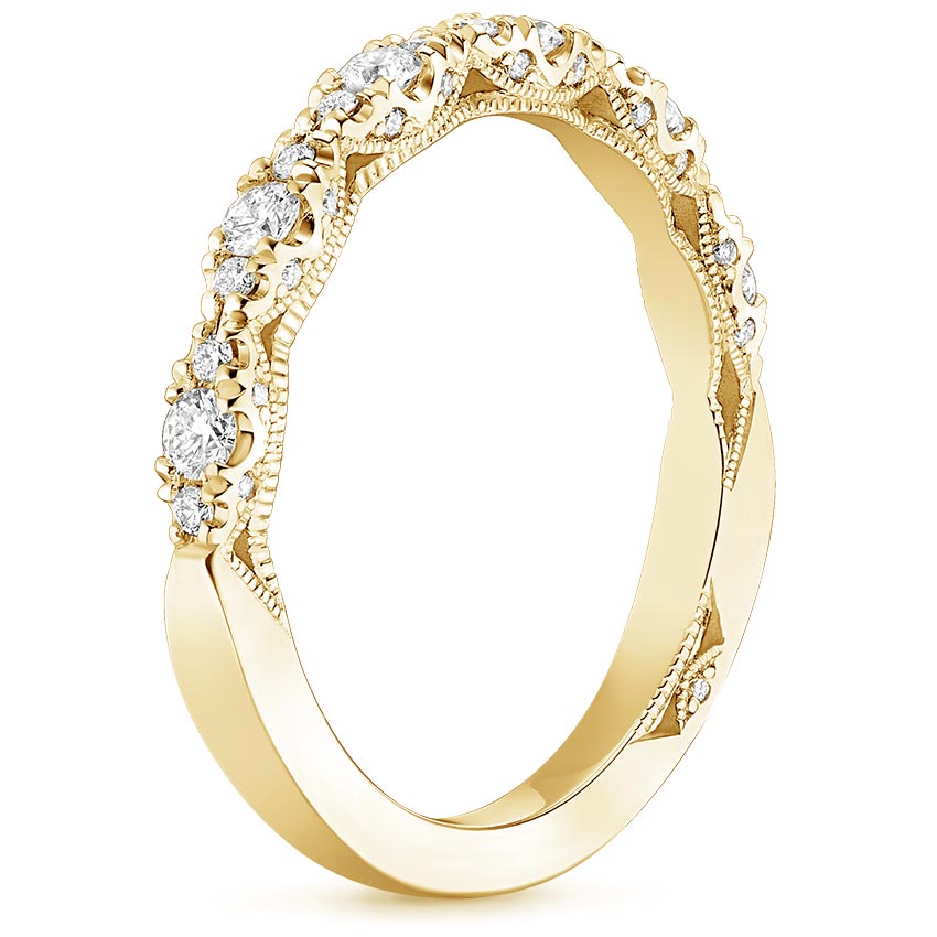 18K Yellow Gold Tacori Petite Crescent Pavé Diamond Ring (1/3 ct. tw.), large side view