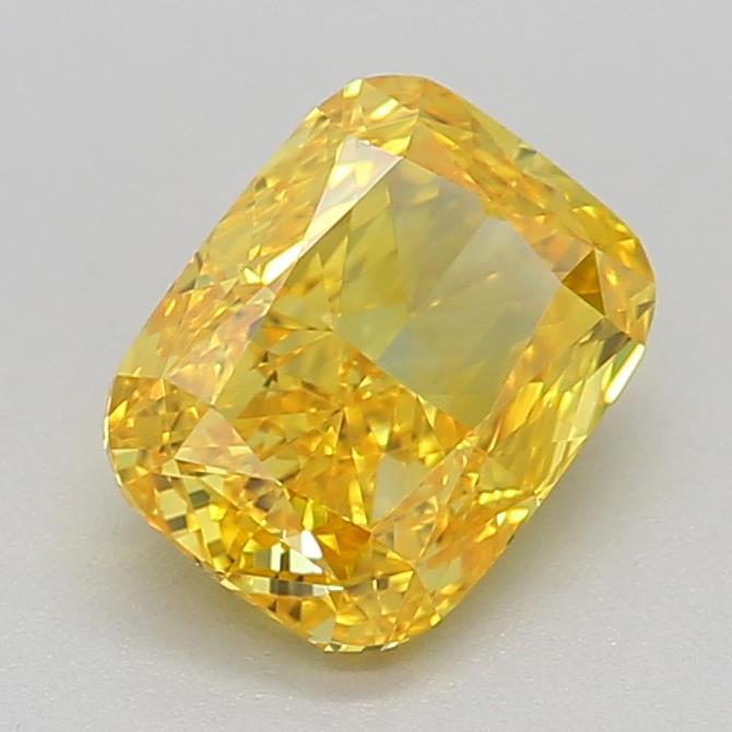 0.84 Ct. Fancy Vivid Yellow Cushion Lab Grown Diamond