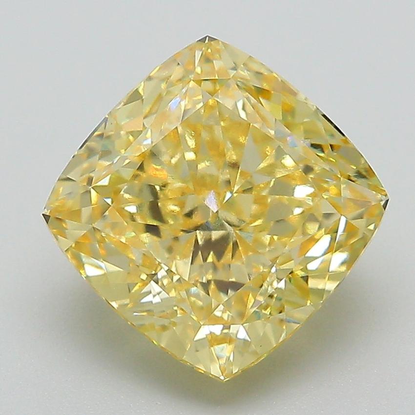 4.14 Ct. Fancy Intense Yellow Cushion Lab Grown Diamond