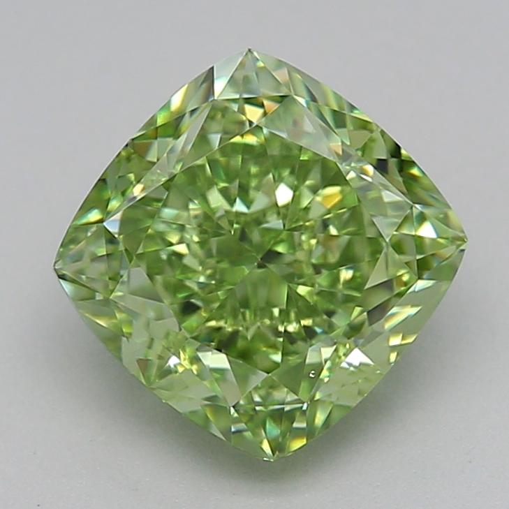 2.06 Ct. Fancy Vivid  Green Cushion Lab Grown Diamond