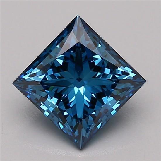 1.59 Ct. Fancy Vivid Blue Princess Lab Grown Diamond