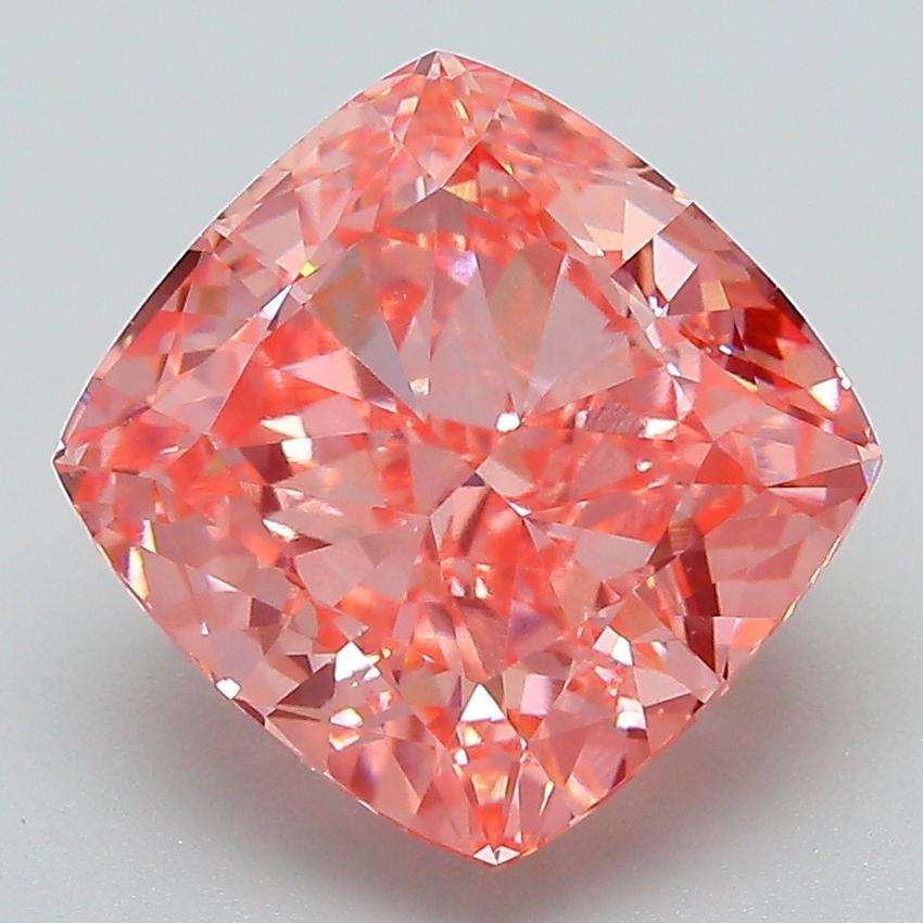 5.06 Ct. Fancy Vivid Pink Cushion Lab Grown Diamond