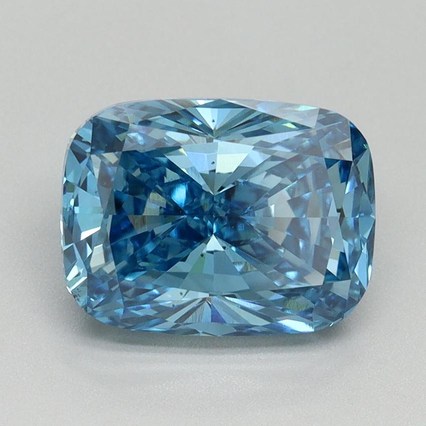 3.02 Ct. Fancy Vivid Blue Cushion Lab Grown Diamond
