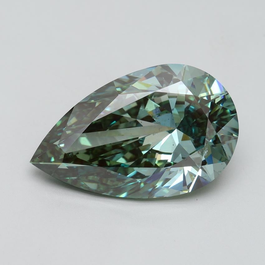 10.07 Ct. Fancy Vivid Green Pear Lab Grown Diamond