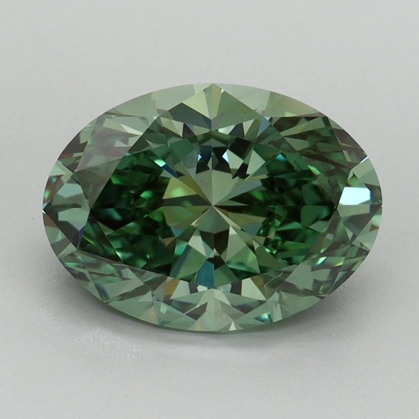 2.72 Ct. Fancy Vivid Green Oval Lab Grown Diamond