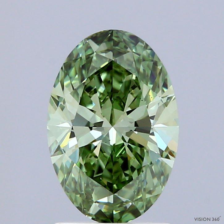 1.73 Ct. Fancy Vivid Green Oval Lab Grown Diamond