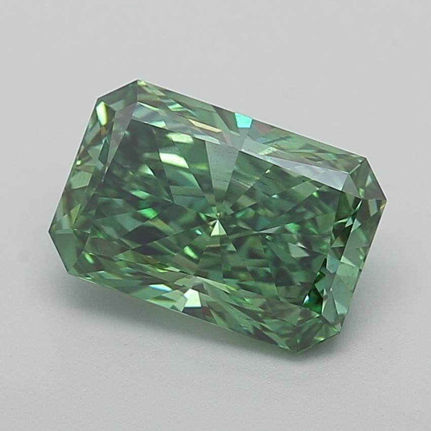 3.77 Ct. Fancy Vivid  Green Radiant Lab Grown Diamond