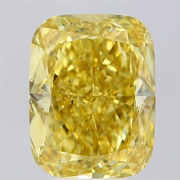 5.02 Ct. Fancy Vivid Yellow Cushion Lab Grown Diamond