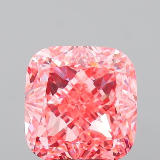 3.07 Ct. Fancy Vivid  Pink Cushion Lab Grown Diamond