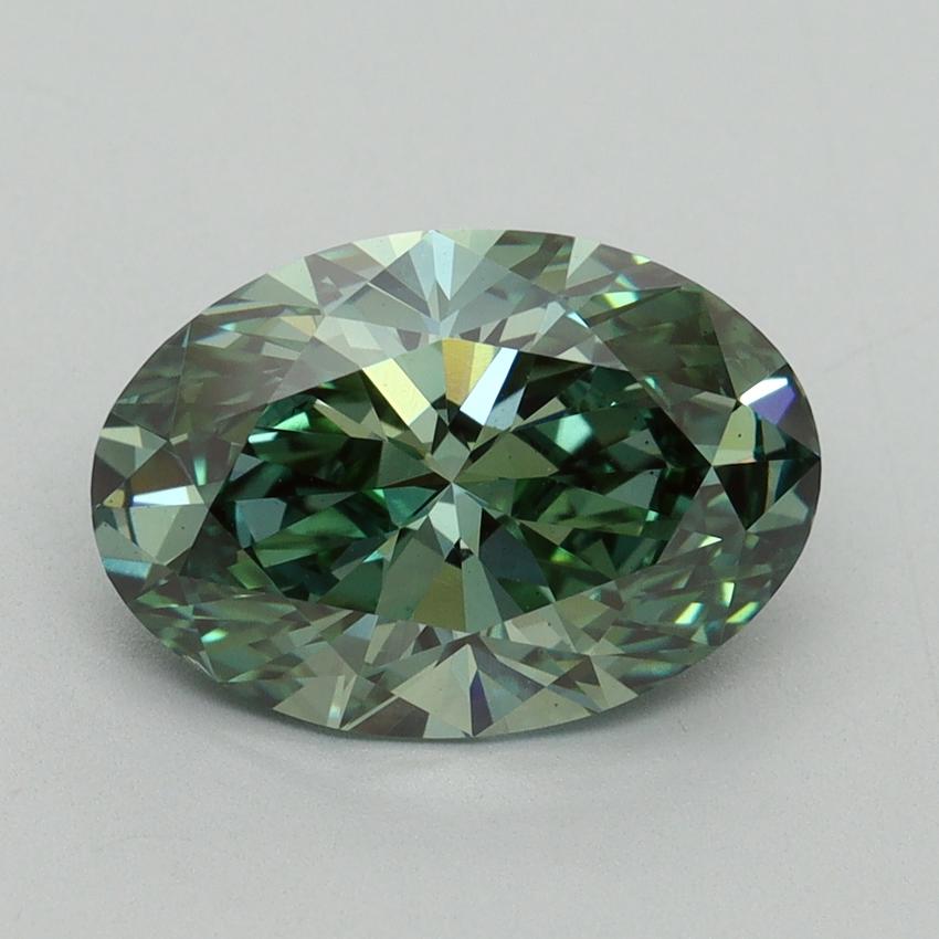 3.01 Ct. Fancy Vivid Green Oval Lab Grown Diamond