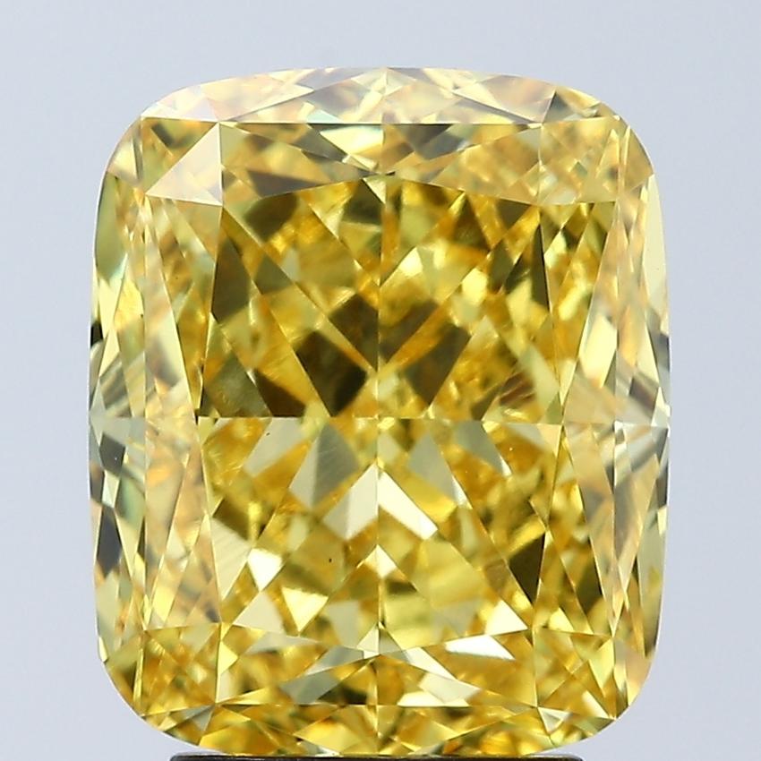 4.07 Ct. Fancy Vivid Yellow Cushion Lab Grown Diamond