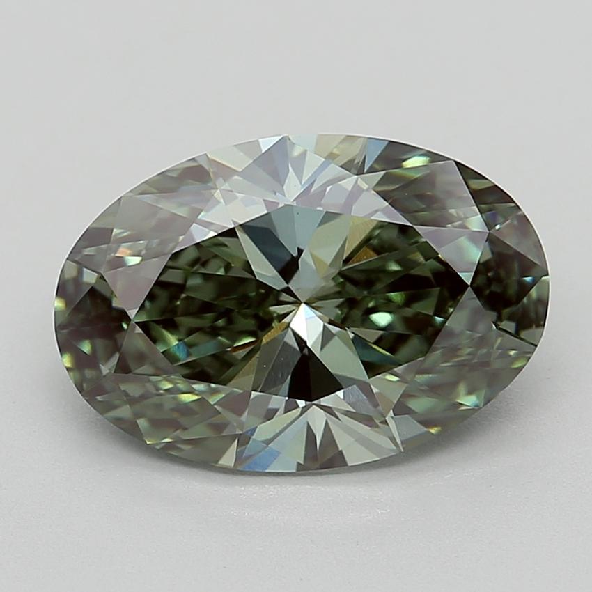 3.12 Ct. Fancy Vivid  Green Oval Lab Grown Diamond