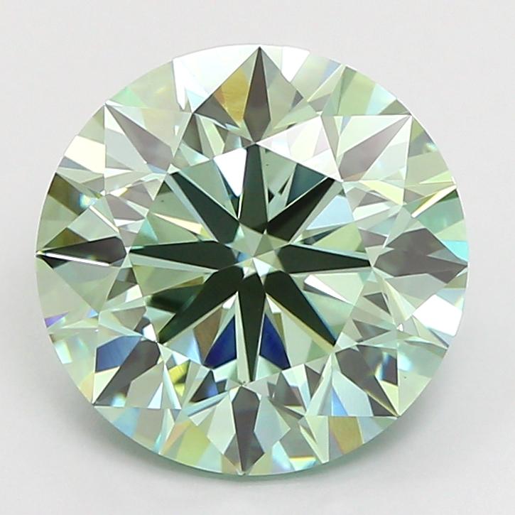 4.48 Ct. Fancy Vivid Green Round Lab Grown Diamond