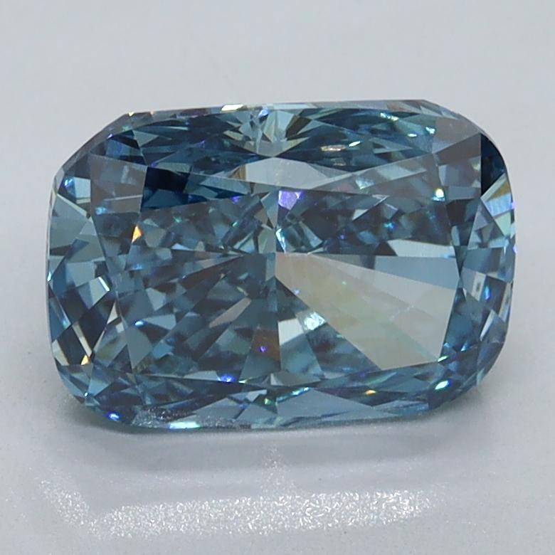 2.17 Ct. Fancy Vivid Malibu Blue Cushion Lab Grown Diamond