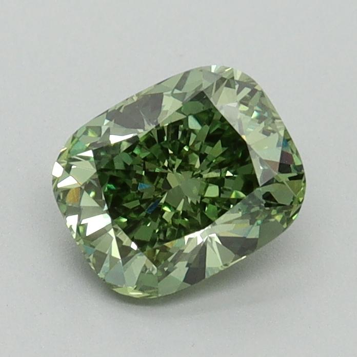 0.91 Ct. Fancy Vivid Green Cushion Lab Grown Diamond